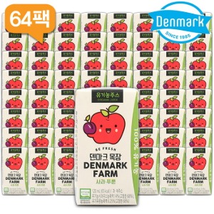 덴마크목장 유기농주스 사과,푸룬 120mlx64팩
